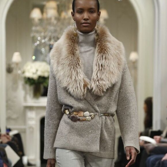 Ralph Lauren Collection Pre-Fall 2014 Lamb Shearling Fur Collar Cardigan - Picture 7 of 16